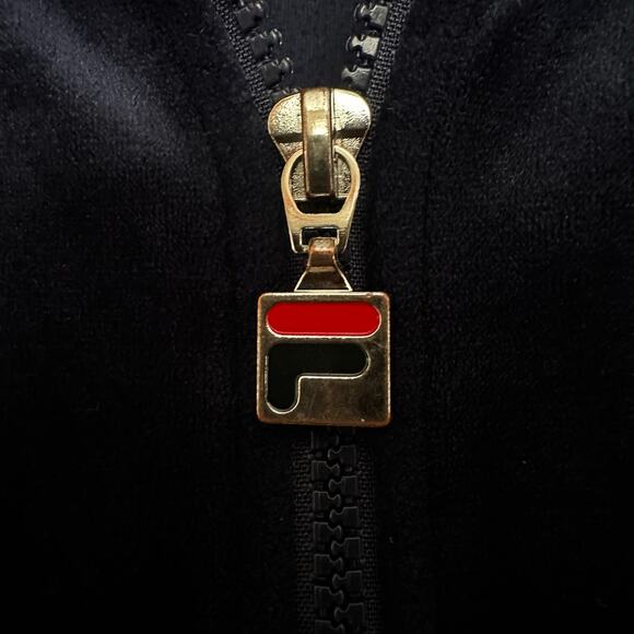 UNISEX Retro FILA Velour Track Men SZ S TOP CONDITION Hooded Navy Maureen Jacket - Picture 4 of 16